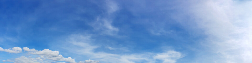 Panorama sky with cloud on a sunny day. Beautiful cirrus cloud.