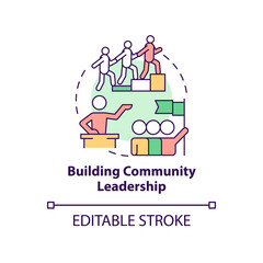 Building community leadership concept icon. Reason for participation abstract idea thin line illustration. Isolated outline drawing. Editable stroke. Arial, Myriad Pro-Bold fonts used