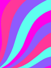 Retro wavy lines background. Green, violet, pink, psychedelic abstract stripes. Bright color modern print, poster, template, copy space design.