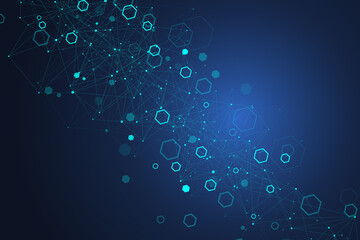 Scientific molecule background DNA double helix illustration with shallow depth of field. Mysterious wallpaper or banner with a DNA molecules. Genetics information illustration