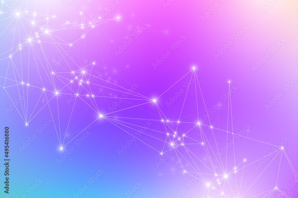Aufkleber abstract plexus background with connected lines and dots. wave flow. plexus geometric effect big dat