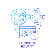 Computer security blue gradient concept icon. Attack prevention. Dimensions of national safety abstract idea thin line illustration. Isolated outline drawing. Myriad Pro-Bold font used