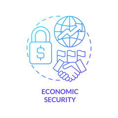 Economic security blue gradient concept icon. Commerce and finance. Dimension of national safety abstract idea thin line illustration. Isolated outline drawing. Myriad Pro-Bold font used