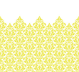 Wallpaper in the style of Baroque. Modern vector background. White and yellow floral ornament. Graphic pattern for fabric, wallpaper, packaging. Ornate Damask flower ornament