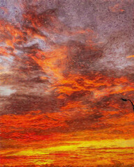 Colorful painting modern artistic artwork, drawing in oil nature landscape view, beautiful vacation travel place, textured brush strokes, design print for canvas or paper poster, touristic product