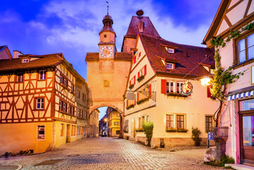 Rothenburg ob der Tauber, Germany - Markus Tower gate, Bavaria travel background