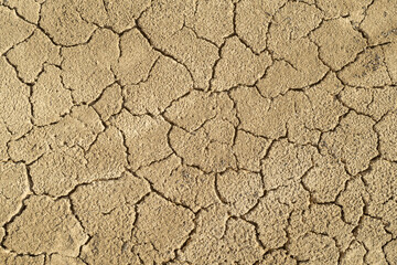 Sand dried cracked soil, textured.