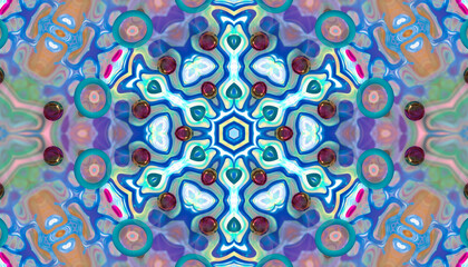 Abstract multicolored textural symmetrical background kaleidoscope.