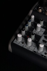 Fototapeta na wymiar Dark Mixer Audio Recording Studio