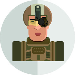 Military man sniper with thermal imager. Illustration portrait of sniper.