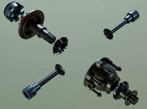 Differential separate gears. 3D image.