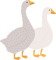 Adorable Goose and Duck Childish Cartoon Illustration © Good Studio