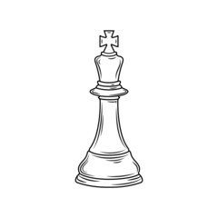 Hand-drawn sketch of King chess piece. Chess pieces. Chess. Check mate. King chess icon.