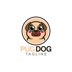 pug dog company logo vector illustration
