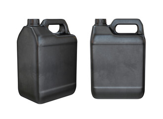 A set of black plastic cans on a white background, 3d render