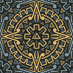 Tribal Seamless Pattern. Ethnic Geometric Vector Background. Aztec or Inca Style