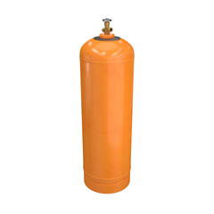 Orange gas cylinder on a white background, 3d render