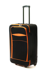 Travel black suitcase isolated on white background.