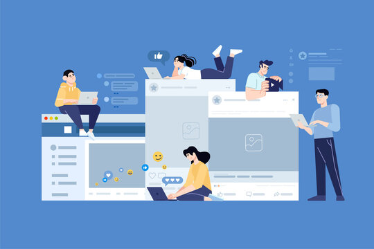People concept. Vector illustration of social media, networking, online social platform and community, user interface design for graphic and web design, business presentation and marketing material.