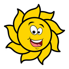 Sun character with eyes. Vector illustration isolated on white background.