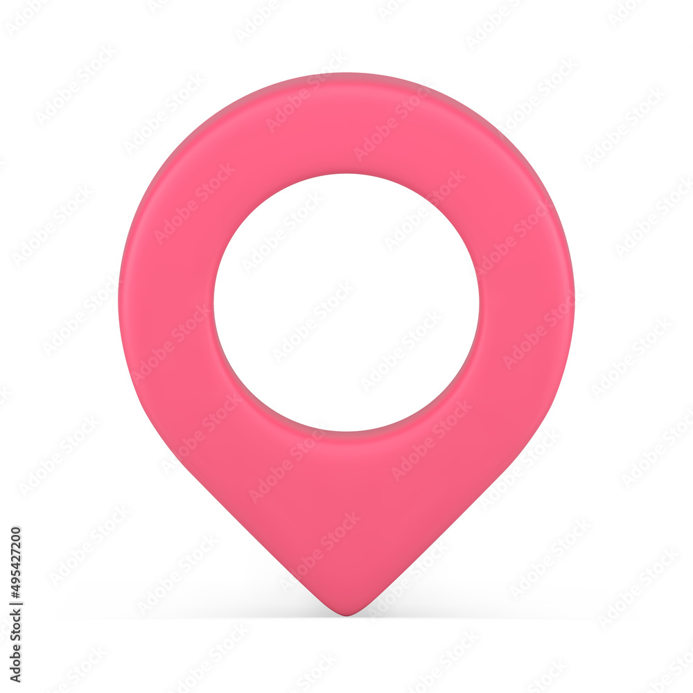 Poster vertical pink map pin with hole attached gps pointer location place realistic 3d icon vector