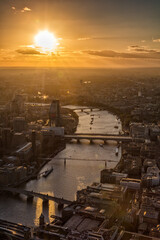 Fototapeta premium Aerial sunset London Landscape city Financial Capital UK