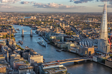 Fototapeta na wymiar Aerial London Central business district travel tourism UK