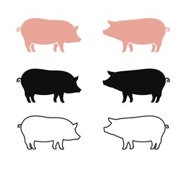 Pig logo. Isolated pig on white background
