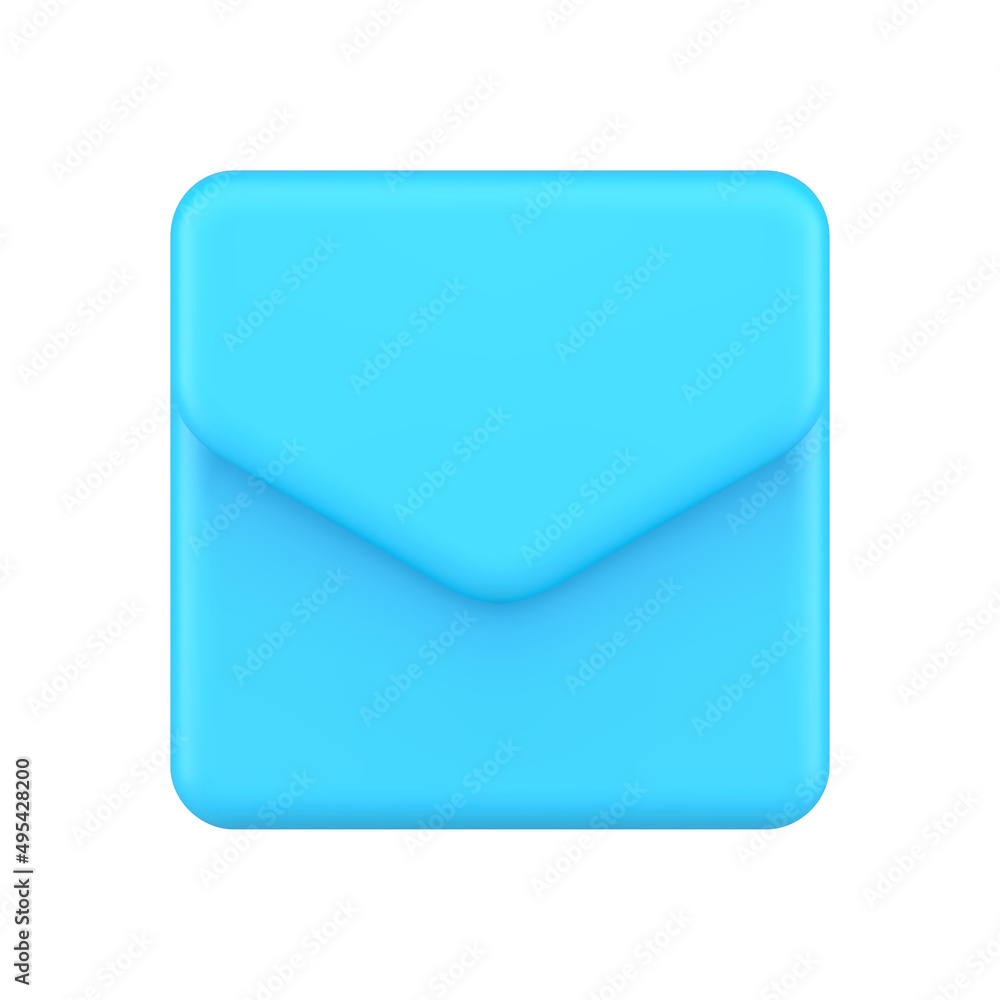 Poster newsletter incoming message glossy blue envelope front view realistic 3d icon vector illustration