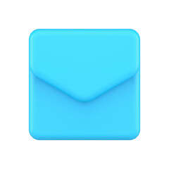 Newsletter incoming message glossy blue envelope front view realistic 3d icon vector illustration