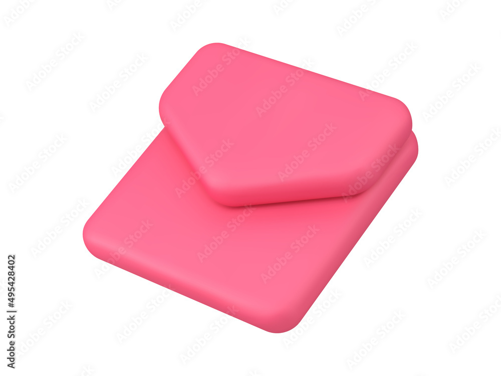 Poster inbox message chat button pink envelope internet notification realistic 3d icon vector