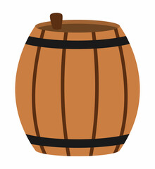 Vector barrel icon. Cask illustration. Pirate keg picture isolated on white background. Marine wooden wine container picture.