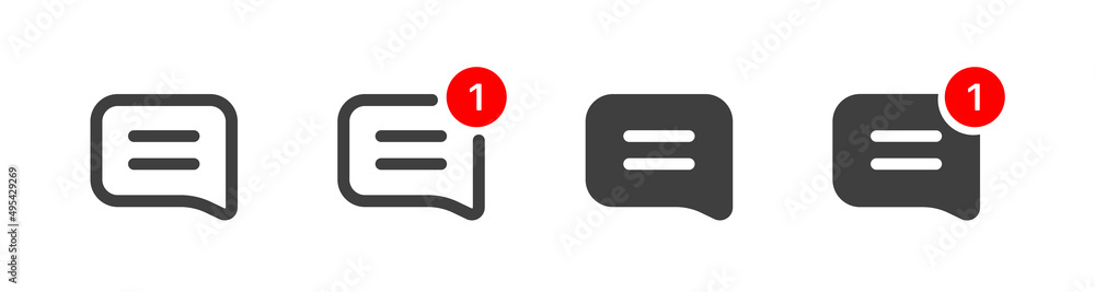 Aufkleber flat vector chat message icons isolated on white background. notification icon set. new e-mail, new 