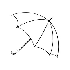 Vector umbrella. Doodle umbrella drawn with black lines