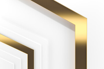 White Gold Background Geometric Shape 3d Illustration.