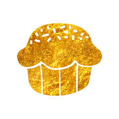 Hand drawn gold foil texture icon Cake
