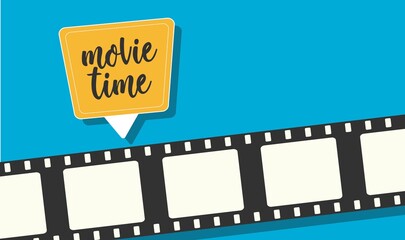 Movie time banner for the cinematic projects. Home cinema concept. Movie night