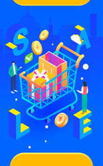 E-commerce shopping cart, shopping festival promotion, vector illustration