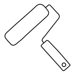 Paint roller sketch. Construction tool. Color vector instrument illustration