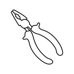 Plier sketch. Construction tool. Color vector instrument illustration