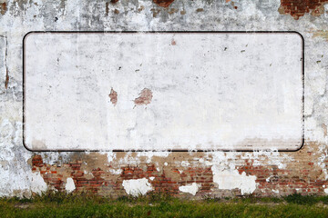 back alley red brick exposed stucco building wall billboard space weathered sign