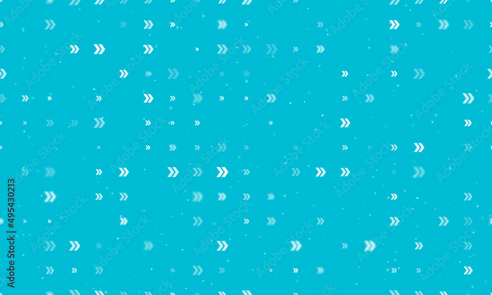 Poster seamless background pattern of evenly spaced white double arrow symbols of different sizes and opaci