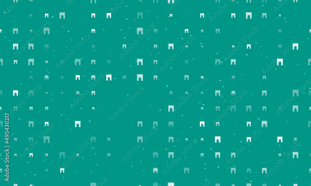 Poster seamless background pattern of evenly spaced white arch symbols of different sizes and opacity. vect