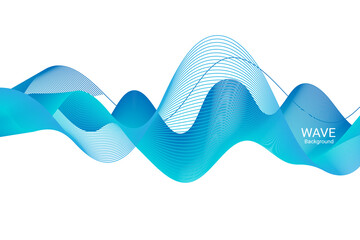 Blue Wavy Lines Abstract Background. Vector