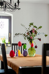 real table paper eggs decoration for Easter. Indoor