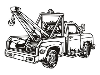 Tow truck with tire in cabin © DGIM studio