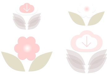 Simple soft floral pattern of botany, flowers and leaves