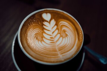Close up of the coffee latte