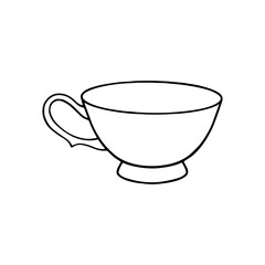 Cup with tea bag hand drawn outline doodle icon. Hot drink - tea cup vector sketch