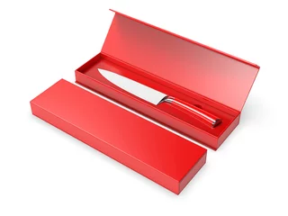 Fotobehang Blank Knife with hard box packaging for mockup. 3d render illustration. © godesignz